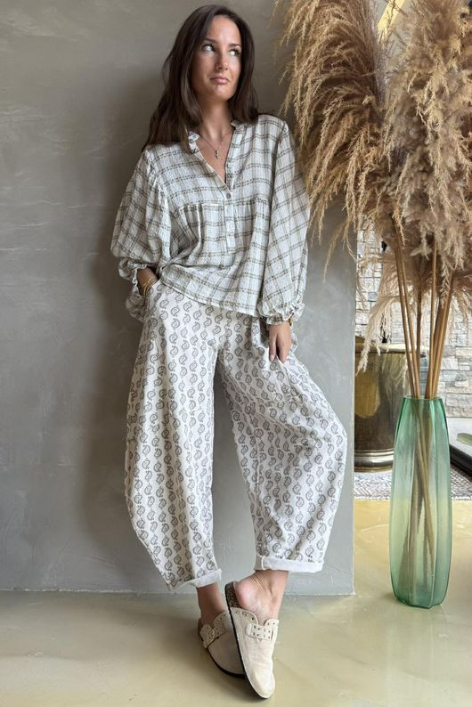 Greta Check Country Smock Warm White